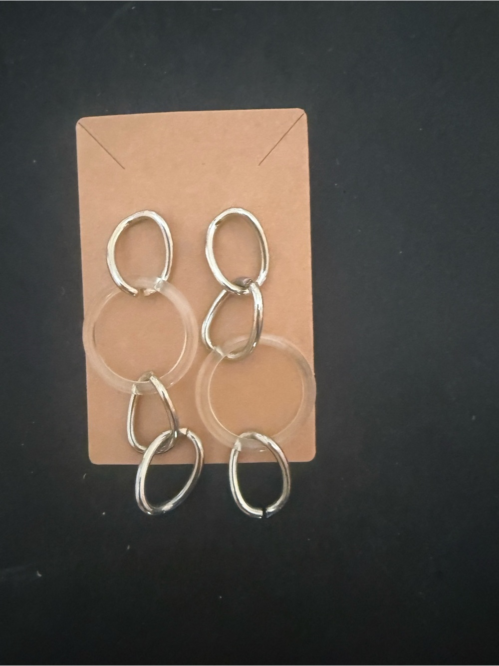 Silver and Clear Linked Drop Earrings - Women Jewelry